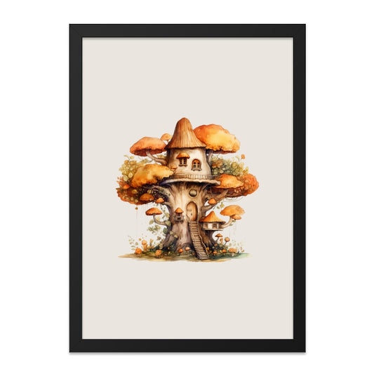 Mushroom House Wall Art, Whimsical Treehouse Print, Fantasy Home Decor, Cottagecore Art Print, Unique Wall Decor, Magical Home Artwork - Tawshia