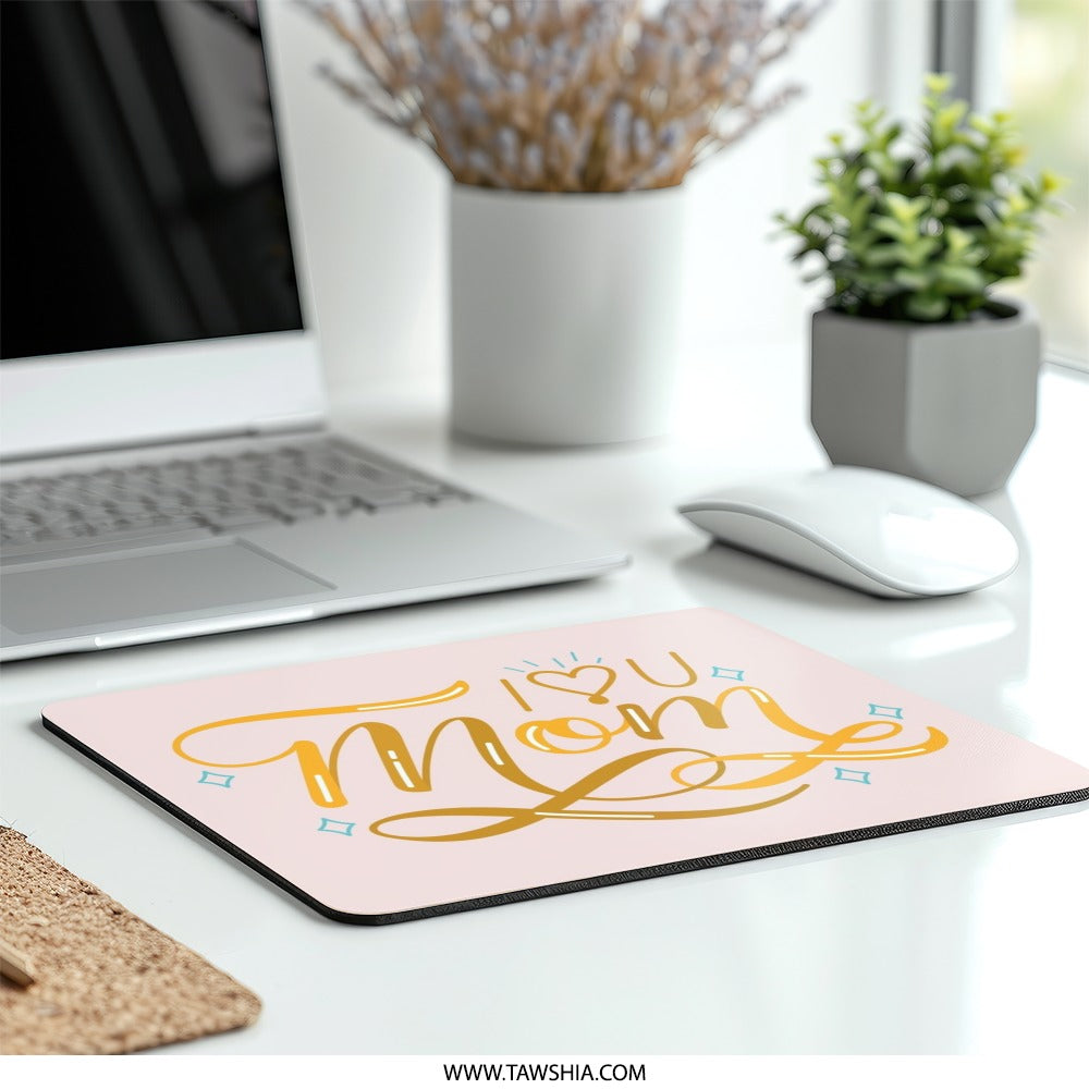 I Love You Mom Mouse Pad, Mother's Day Gift, Cute Heart Mousepad, Office Desk Decor, Mom Birthday Gift, Personalized Mouse Pad - Tawshia