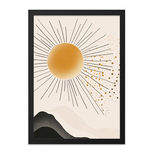 Minimalist Sun Wall Art, Boho Landscape Print, Abstract Mountain Scenery, Celestial Wall Decor, Modern Home Art, Living Room Decor - Tawshia