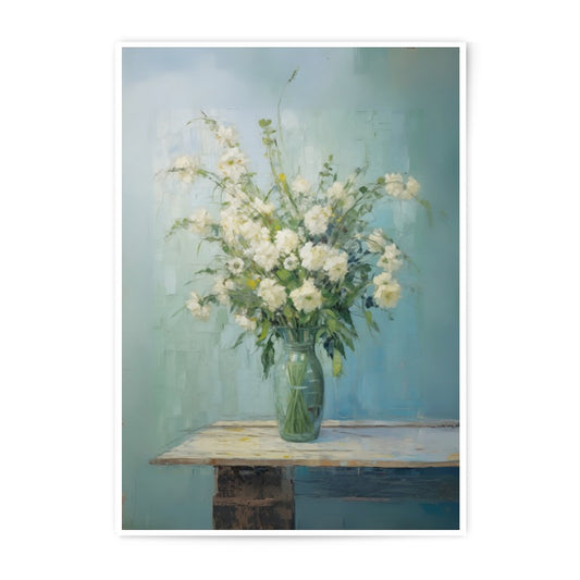 White Floral Still Life Photographic Print, Flower Bouquet Art, Home Decor Print, Fine Art Photography, Living Room Wall Art - Tawshia