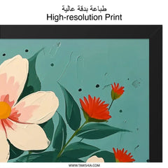 Floral Wall Art, Flower Painting Print, Botanical Wall Decor, Modern Art Print, White Petals, Red Flower Buds, Trendy Wall Art - Tawshia