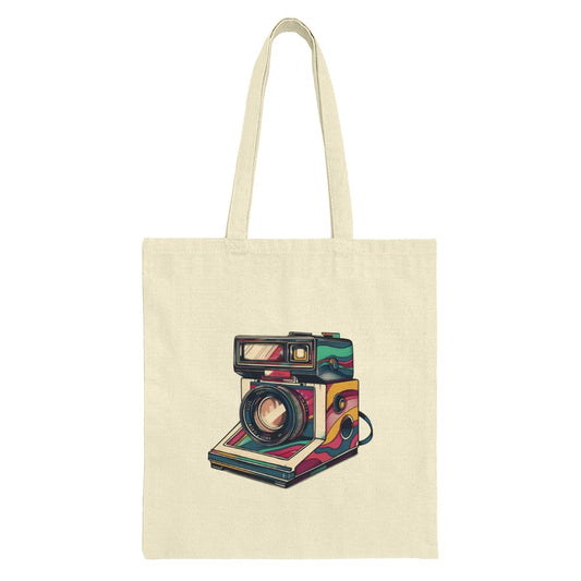 Retro Camera Tote Bag, Colorful Art Design, Unique Photography Gift, Stylish Canvas Bag, Reusable Shopping Bag, Trendy Accessories - Tawshia