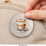 Latte Art Pinback Button, Coffee Lover Gift, Watercolor Coffee Button, Cappuccino Badge, Cafe Aesthetic, Cute Button, Drink Lover Accessory - Tawshia
