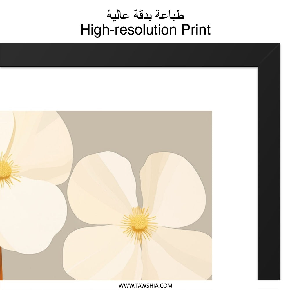 Floral Wall Art, White Flower Print, Botanical Art, Modern Wall Decor, Minimalist Art, Floral Home Decor - Tawshia