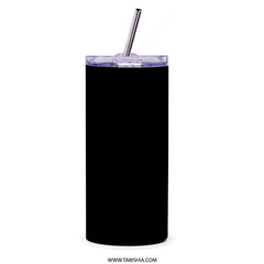 Insulated black tumbler with straw drinkware product