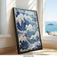 Japanese Wave Art Wall Decor, Ocean Art Print, Seascape Wall Art, Coastal Wall Art, Blue Wave Print, Nautical Decor - Tawshia