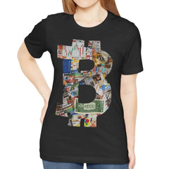 Vibrant Bitcoin Symbol Design on Black Shirt product
