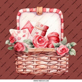 Picnic Basket Pinback Button, Roses, Macarons, Valentine Pin Button, Cute Button, Gift Button, Heart Button, Floral Pin, Button - Tawshia