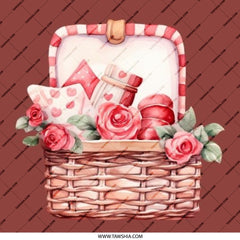 Picnic Basket Pinback Button, Roses, Macarons, Valentine Pin Button, Cute Button, Gift Button, Heart Button, Floral Pin, Button - Tawshia