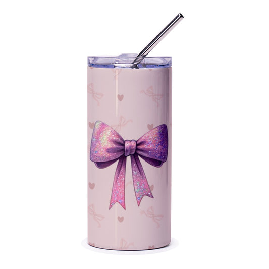 Pink Bow Tumbler, Cute Bows, Girly Drinkware, Gift for Her, Stylish Tumbler, Stainless Steel Tumbler, Everyday Tumbler, Trendy Gift - Tawshia