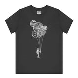 Astronaut Floating with Balloons Black T-Shirt product