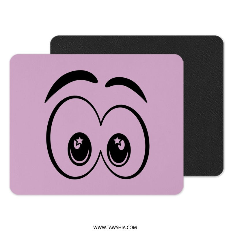 Cartoon Eyes Mouse Pad, Funny Eyes, Cute Mousepad, Star Eyes, Fun Office Decor, Gift for Her, Gift for Him, Playful Desk Accessory - Tawshia