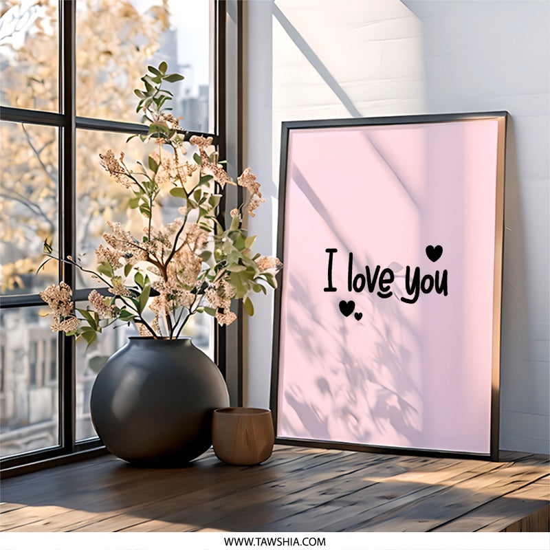 I Love You Wall Art, Romantic Decor, Valentines Day Gift, Cute Home Decor, Anniversary Gift, Minimalist Art Print - Tawshia