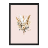 Boho Floral Wall Art, Pampas Grass Print, Beige Rose Bouquet, Rustic Decor, Botanical Illustration, Flower Arrangement, Elegant Wall Decor - Tawshia