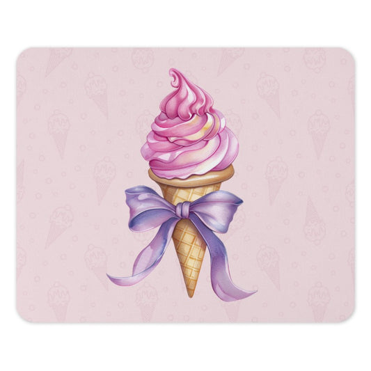 Ice Cream Cone Mouse Pad, Pink Dessert Mousepad, Cute Bow Mouse Mat, Fun Office Decor, Gift For Her, Desk Accessory - Tawshia