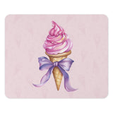 Ice Cream Cone Mouse Pad, Pink Dessert Mousepad, Cute Bow Mouse Mat, Fun Office Decor, Gift For Her, Desk Accessory - Tawshia