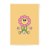 Groovy Flower Photographic Print, Retro Cartoon Art, Cute Floral Illustration, Funky Home Decor, Smiling Flower Child, Trendy Wall Art - Tawshia