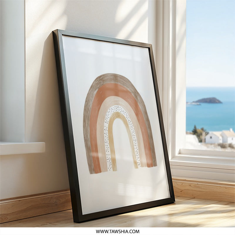 Boho Rainbow Wall Art, Neutral Nursery Decor, Earth Tone Rainbow Print, Minimalist Rainbow Wall Hanging, Modern Rainbow Art Print - Tawshia