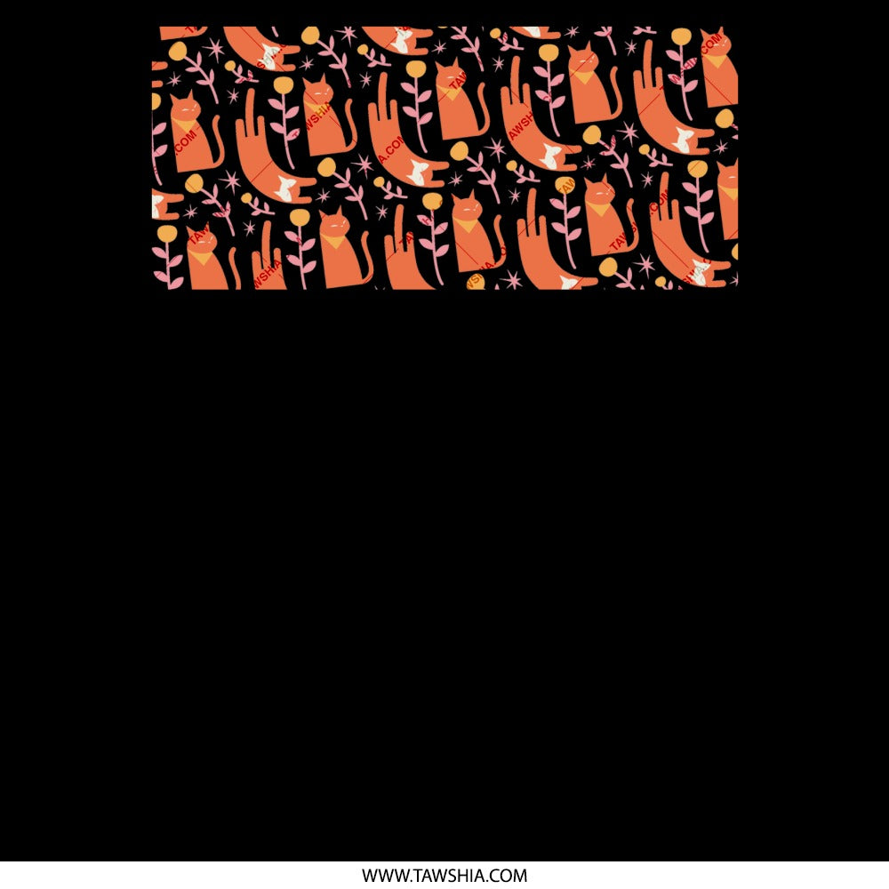 Playful Orange Cat Design on Black Background product