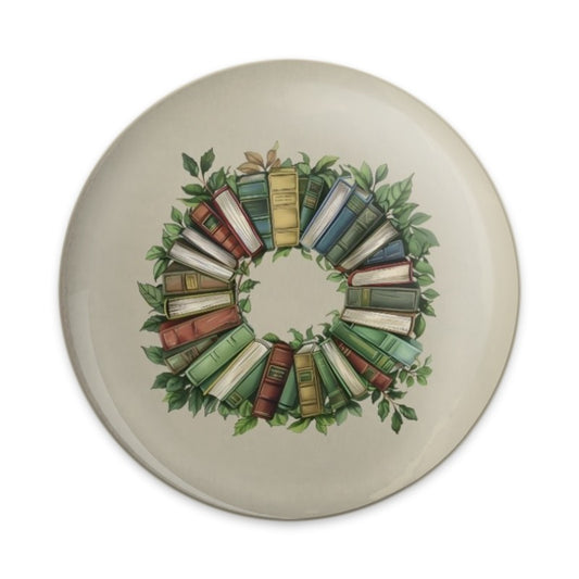 Book Wreath Pinback Button, Book Lover Gift, Reader Present, Cute Pin, Bookish Accessories, Librarian Gift, Unique Button - Tawshia