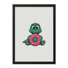 Dinosaur Wall Art, Cute Dino Print, Donut Art, Nursery Decor, Kids Room Art, Playroom Art, Whimsical Art - Tawshia