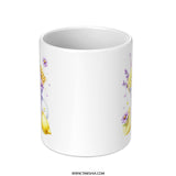 Lemonade Mug, Watercolor Mug, Floral Drink Mug, Summer Drink Mug, Purple Flowers Mug, Dessert Mug, Honeycomb Mug - Tawshia