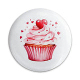 Pink Cupcake Pinback Button, Heart Topped Cupcake Badge, Valentine's Treat Pin, Baking Lover Gift, Sweet Treat Button, Foodie Gift - Tawshia