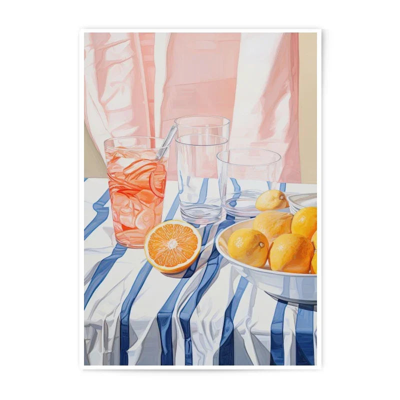 Citrus Still Life Photographic Prints, Summertime Refreshments Wall Art, Modern Kitchen Decor, Fruit Photography, Vibrant Home Decor - Tawshia