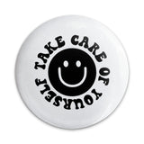 Take Care of Yourself Pinback Button, Smiley Face Pin, Positive Affirmation Button, Self Care Reminder, Gift for Friend, Mental Health - Tawshia
