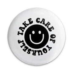 Take Care of Yourself Pinback Button, Smiley Face Pin, Positive Affirmation Button, Self Care Reminder, Gift for Friend, Mental Health - Tawshia