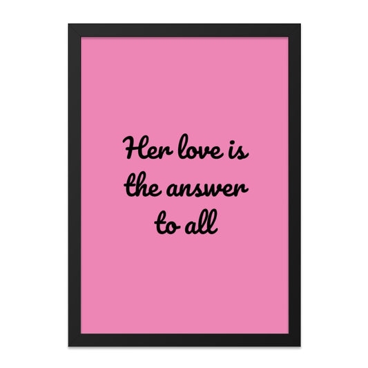 Her Love is the Answer Wall Art, Inspirational Quote Print, Motivational Art, Pink Wall Decor, Positive Affirmation Art, Home Decor - Tawshia