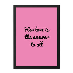 Her Love is the Answer Wall Art, Inspirational Quote Print, Motivational Art, Pink Wall Decor, Positive Affirmation Art, Home Decor - Tawshia