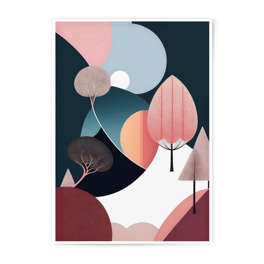 Abstract Trees Photographic Print, Modern Art Print, Geometric Shapes Art, Minimalist Wall Decor, Colorful Trees Home Decor - Tawshia