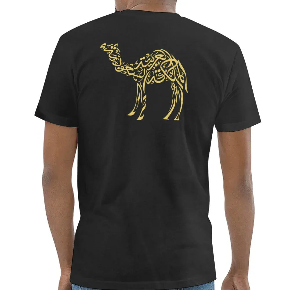 Artistic Camel Design on Back of Black Shirt product