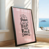 Dream Wish Heart Wall Art, Inspirational Wall Decor, Motivational Quote Print, Positive Affirmation Art, Home Office Decor - Tawshia