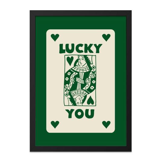 Lucky You Wall Art, Queen of Hearts Print, Playing Card Art, Green Aesthetic Decor, Trendy Home Decor, Gambler Gift, Unique Wall Hanging - Tawshia