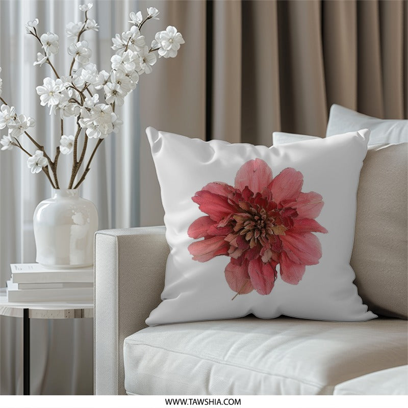 Dahlia Flower Pillow, Floral Decor Pillow, Botanical Throw Pillow, Accent Pillow, Decorative Pillow, Nature Pillow - Tawshia