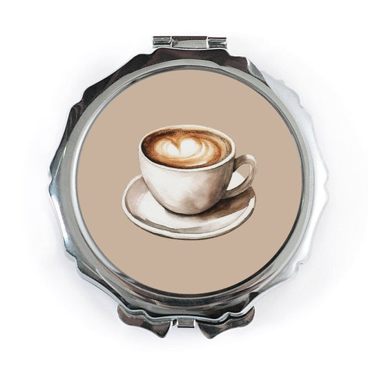 Latte Art Pocket Mirror, Coffee Lover Gift, Pocket Makeup Mirror, Latte Lover Gift, Espresso Art, Coffee Pocket Mirror, Mirror for Purse - Tawshia