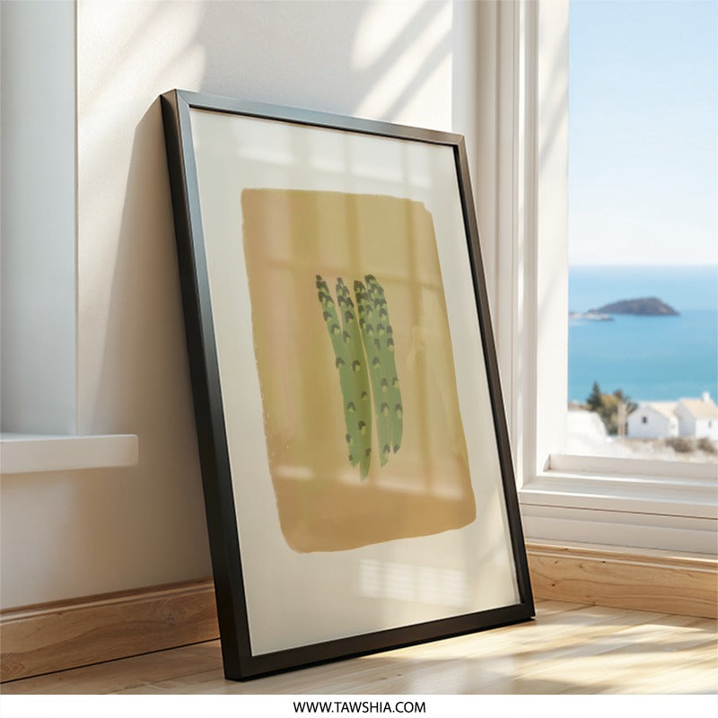 Asparagus Wall Art, Kitchen Decor, Vegetable Print, Modern Art Print, Minimalist Wall Decor, Food Wall Art, Botanical Print, Home Decor - Tawshia