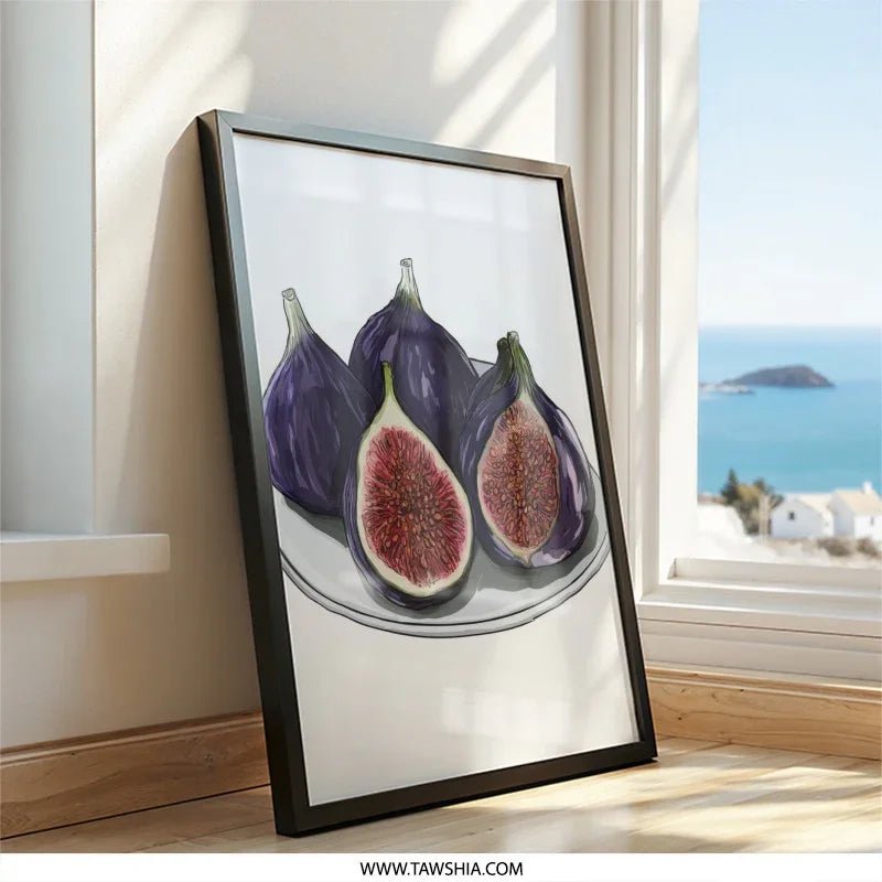 Fig Wall Art Print, Kitchen Decor, Fruit Illustration, Botanical Wall Decor, Modern Art Print, Home Decor Art, Unique Wall Art - Tawshia