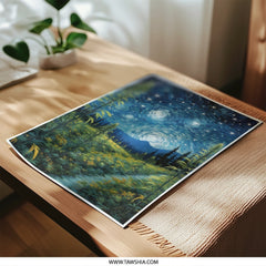 Starry Night Field Photographic Print, Landscape Art Print, Celestial Home Decor, Unique Wall Art, Gift Idea - Tawshia