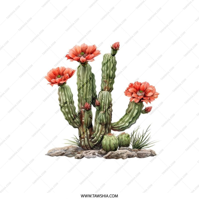 Blooming Cactus Pillow, Desert Flower Art, Southwestern Decor, Botanical Pillow, Floral Accent, Home Decor Pillow, Living Room Throw Pillow - Tawshia