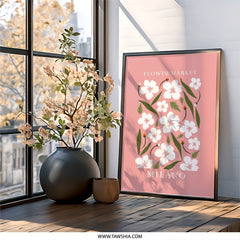 Flower Market Milano Wall Art, Floral Wall Decor, Botanical Print, Trendy Home Decor, Pink Flower Artwork, Modern Wall Art Print - Tawshia