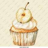 Cupcake Pinback Button, Pear Dessert Badge, Watercolor Art, Sweet Treat Pin, Food Lover Gift, Cute Button, Unique Accessories - Tawshia