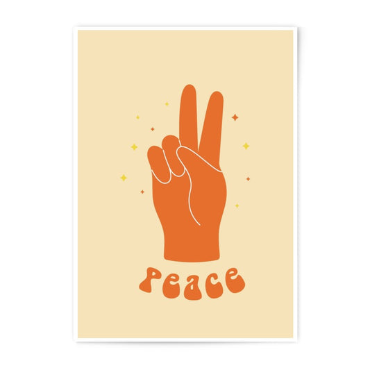 Peace Sign Photographic Print, Retro Peace Art Print, 70s Decor, Hippie Wall Art, Peace Hand Sign, Bohemian Art Print, Gallery Wall Art - Tawshia