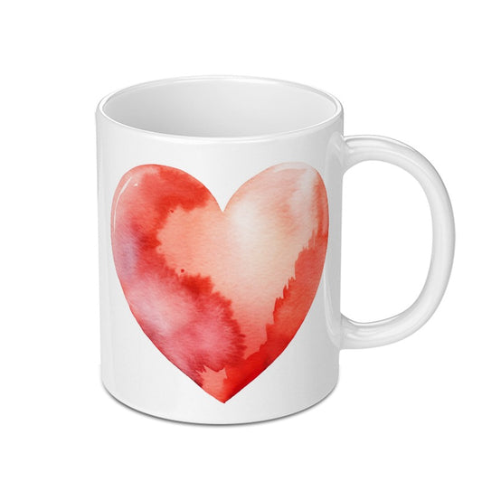 Watercolor Heart Mug, Love Coffee Mug, Valentine Mug, Unique Mug Gift, Heart Design Mug, Gift for Her, Gift for Him - Tawshia