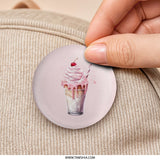 Pink Milkshake Pinback Button, Cute Drink Badge, Sweet Treat Pin, Kawaii Food, Dessert Lover Accessory, Trendy Aesthetic, Fun Novelty Gift - Tawshia