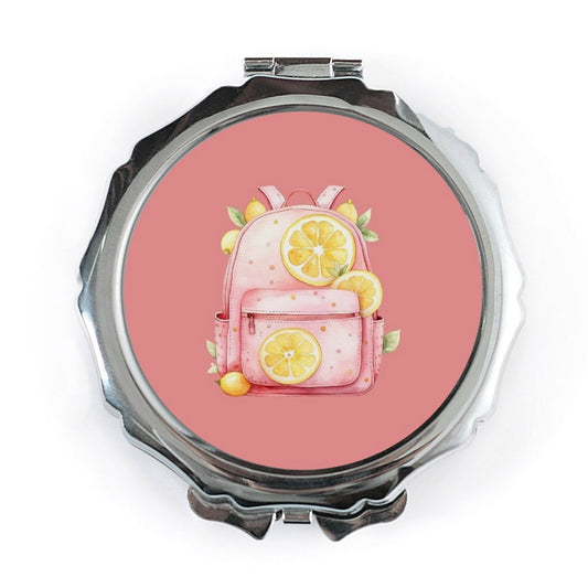 Pink Lemon Backpack Pocket Mirror, Cute Travel Mirror, Fruit Design Mirror, On the Go Makeup Mirror, Gifts for Her, Small Mirror - Tawshia
