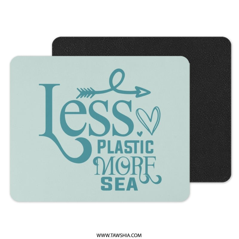Less Plastic More Sea Mouse Pad, Ocean Lover Gift, Environmental Awareness, Sea Turtle Conservation, Go Green Decor, Eco Friendly Present - Tawshia
