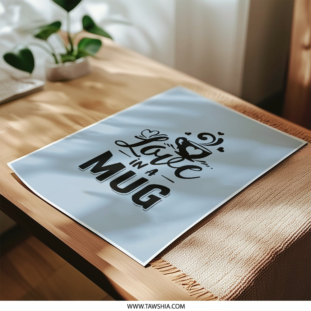 Love in a Mug Photographic Prints, Coffee Lover Art, Kitchen Decor, Home Decor, Wall Art, Gift Idea, Minimalist Art Prints - Tawshia
